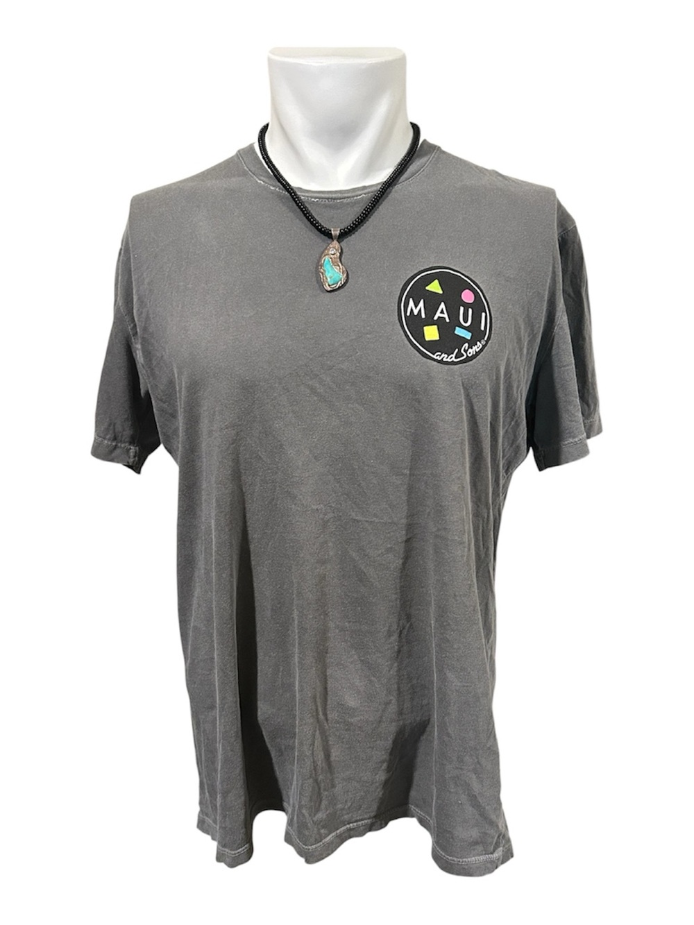 Maui and Sons Gray Short Sleeve Logo Tee with Neon Accents